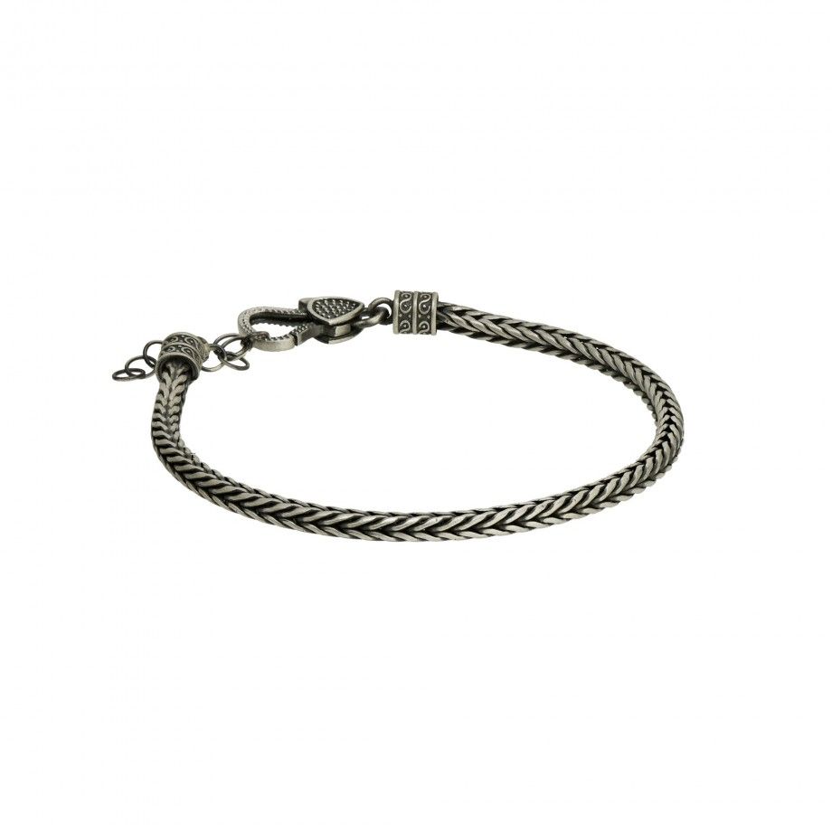 pulseira bizantina masculina prata da Topázio 1874 com malha trançada e fecho seguro para uso diário