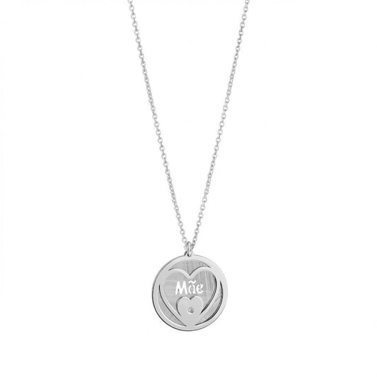 Colar Mãe em prata com design elegante e delicado, perfeito para presentear sua mãe com amor e estilo