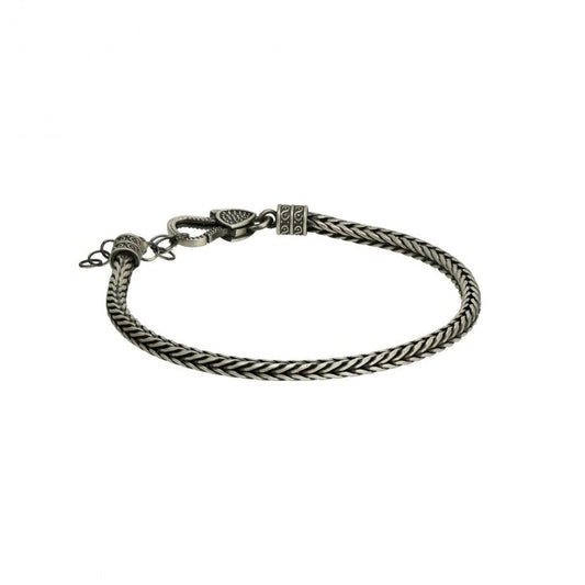 pulseira bizantina masculina prata da Topázio 1874 com malha trançada e fecho seguro para uso diário